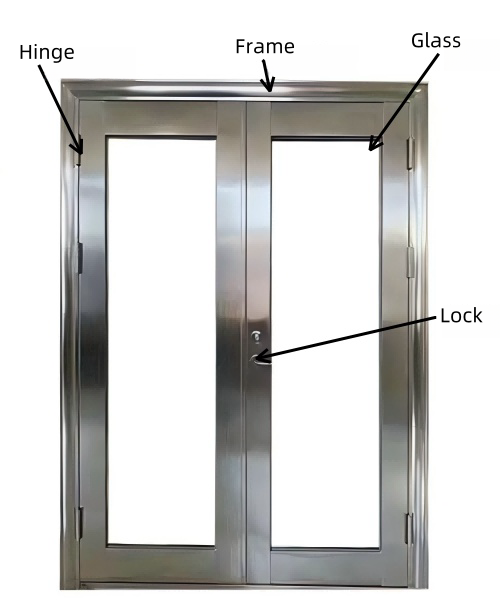 Puerta de fuego de vidrio de acero inoxidable