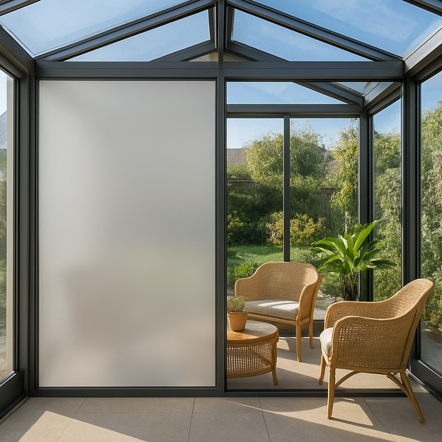 Vidrio templado ajustable, vidrio regulable y conmutable.